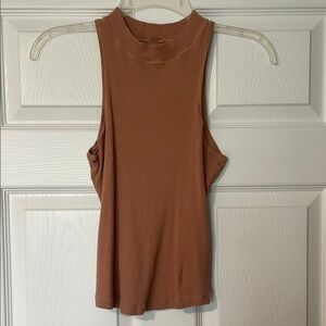 Skims Sleeveless Tan Ribbed Top